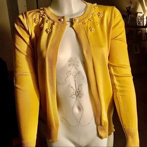 Bright Yellow pearl accent cardigan